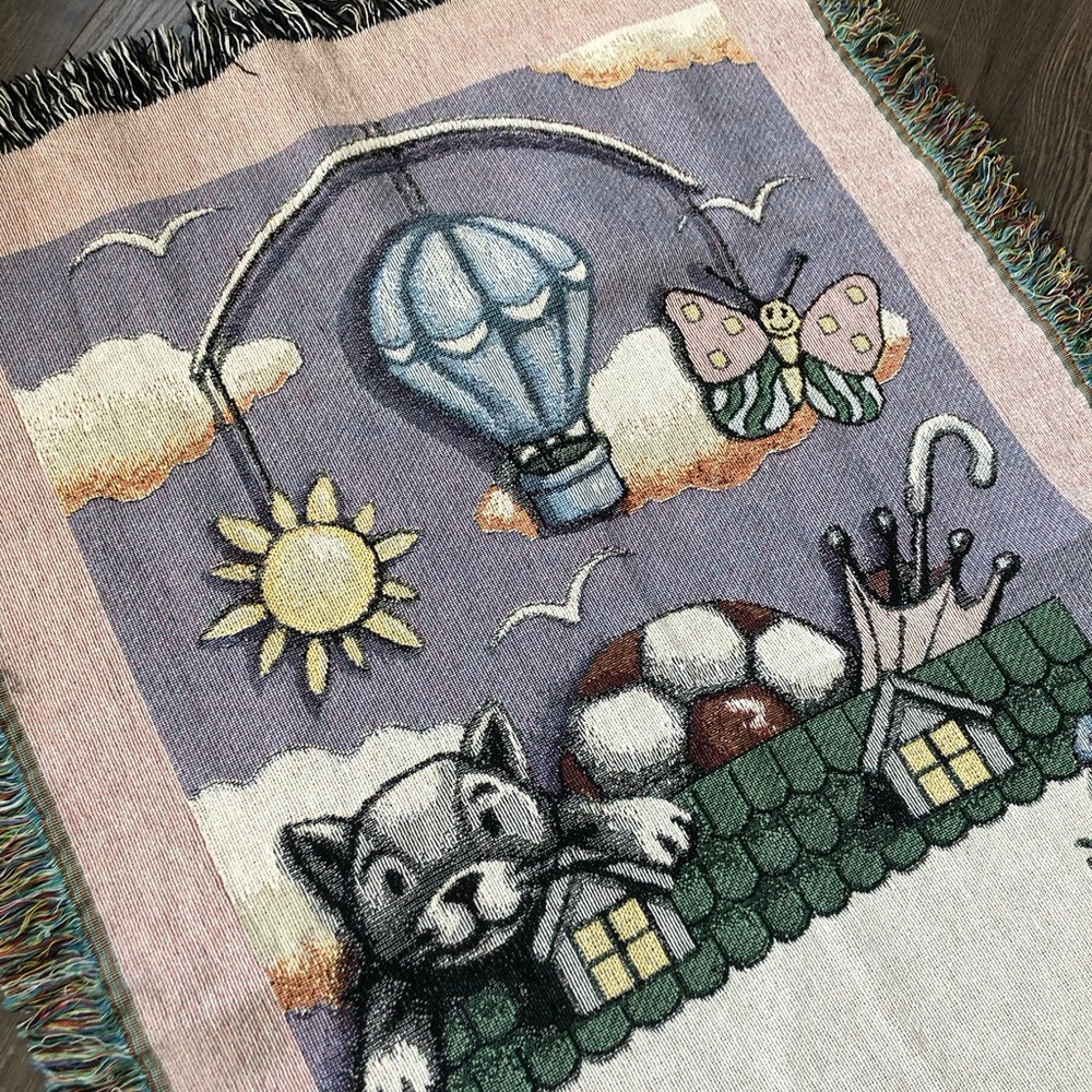 Vintage Woven Fringed Blanket - Picture 3 of 4